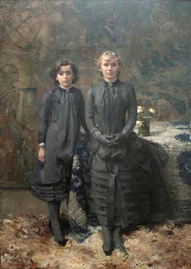 Theo Van Rysselberghe The Sisters of the Painter Schlobach Norge oil painting art